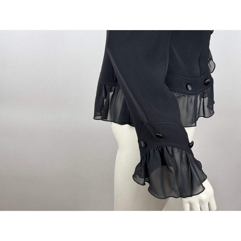 Black Women's Ruffled Hem Blazer Jacket - Picture 13 of 16